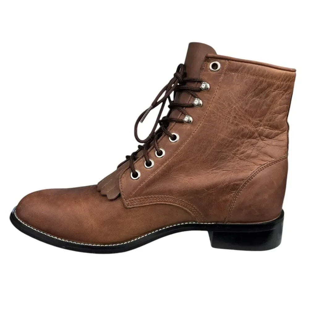 Justin Women’s Brown Leather Roper Western Boots Size US  6